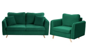 Комплект мебели Бертон изумрудный диван+ кресло в Барнауле