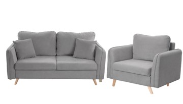 Комплект мебели Бертон серый диван+ кресло в Барнауле
