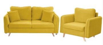Комплект мебели Бертон желтый диван+ кресло в Барнауле