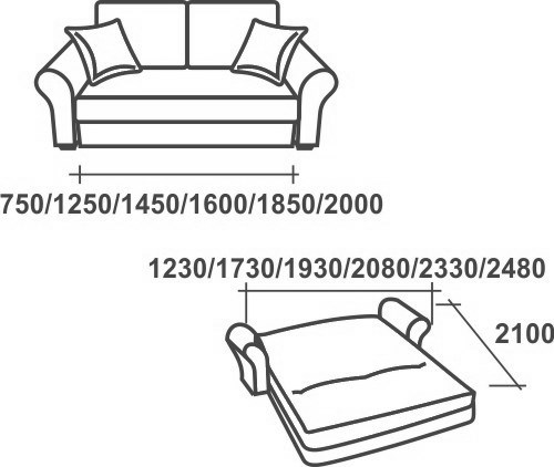 Прямой диван Аккордеон-1, 155 (круглые подлокотники), НПБ в Барнауле - изображение 2