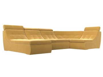 Модульный П-образный диван Холидей люкс, Желтый (микровельвет) в Барнауле