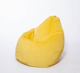 Кресло-мешок Груша среднее, велюр однотон, лимонное в Барнауле
