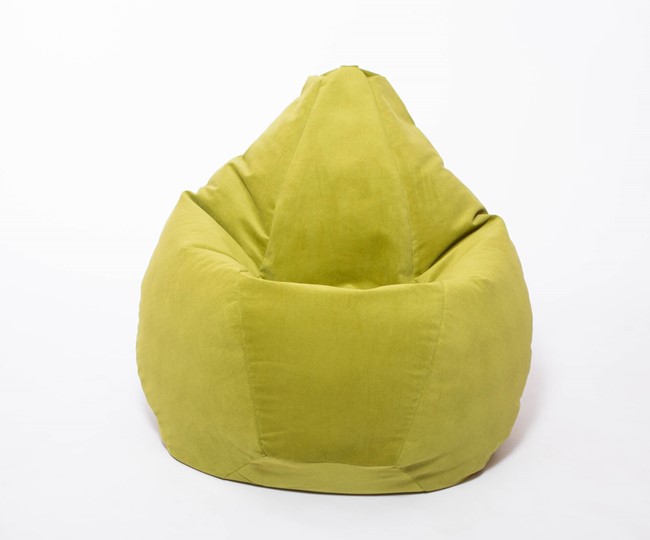 Кресло-мешок Груша малое, велюр однотон, травянное в Барнауле - изображение 1
