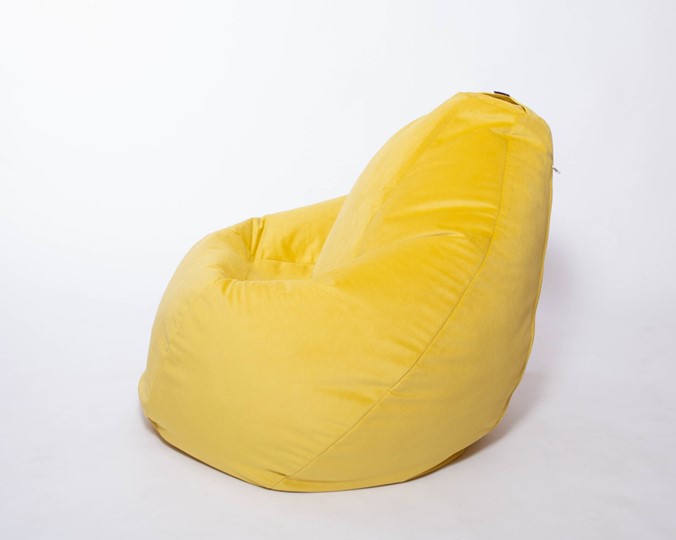 Кресло-мешок Груша малое, велюр однотон, лимонное в Барнауле - изображение 1