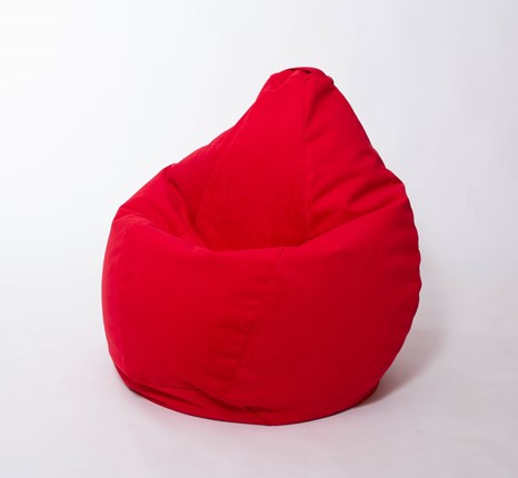 Кресло-мешок Груша большое, велюр однотон, красное в Барнауле - изображение