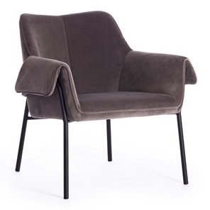 Кресло BESS (mod. 0179471) металл/вельвет, 70х71х75 см, серо-коричневый S108 (84 Brown)/черный в Барнауле