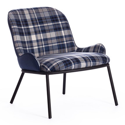 Кресло DUKEN (mod. 0179322) металл/ткань, 79х59х66 см, синий/синяя шотландка/черный в Барнауле - изображение