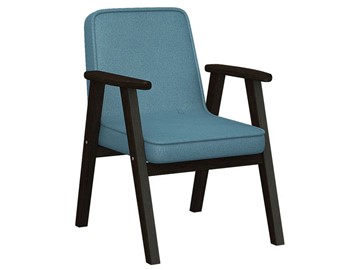 Кресло мягкое Ретро ткань голубой, каркас венге в Барнауле