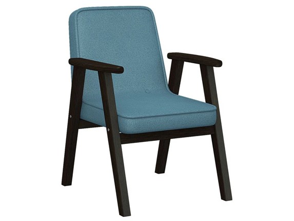 Кресло мягкое Ретро ткань голубой, каркас венге в Барнауле - изображение