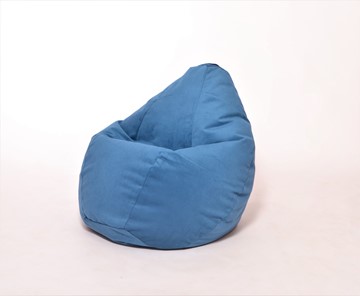 Кресло-мешок Груша среднее, велюр однотон, синее в Барнауле