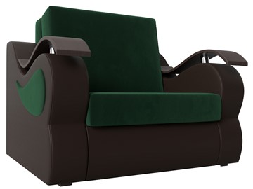 Кресло раскладное Меркурий (60), Зеленый\Коричневый (Велюр\Экокожа) в Барнауле