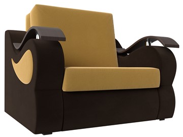 Кресло раскладное Меркурий (60), Желтый\коричневый (Микровельвет\Экокожа) в Барнауле