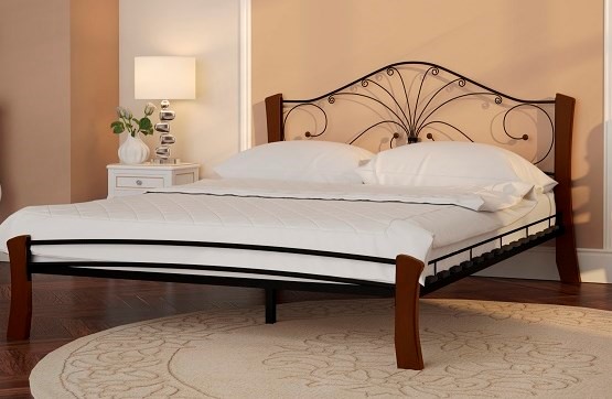 Кровать в спальню Фортуна 4 Лайт, 1600, черный/махагон в Барнауле - изображение