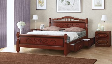 Кровать с выкатными ящиками Карина-5 (Орех) 160х200 в Барнауле