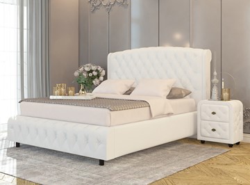 Двуспальная кровать Salvatore Grand 200x200, Экокожа (Белый) в Барнауле
