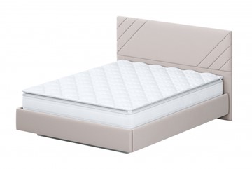 Кровать спальная №2 (универсальная 1,6х2,0) серия №2, белый/бежевый ткань/лайн бежевый ткань в Барнауле