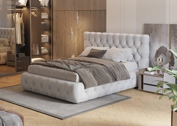 Кровать в спальню Castello 160х200, Флок (Бентлей Светло-серый) в Барнауле