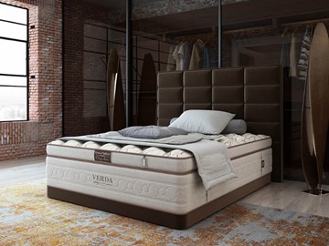 Кровать двуспальная Chocolate Compact/Basement 180х200, Микровелюр (Manhattan Лесной каштан) в Барнауле