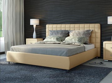 Спальная кровать Corso-3 200x200, Экокожа (Бежевый) в Барнауле