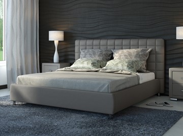Кровать в спальню Corso-3 200x200, Экокожа (Серый) в Барнауле