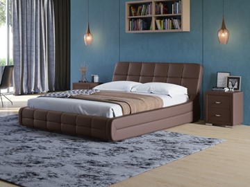 Спальная кровать Corso-6 140x200, Экокожа (Коричневый) в Барнауле