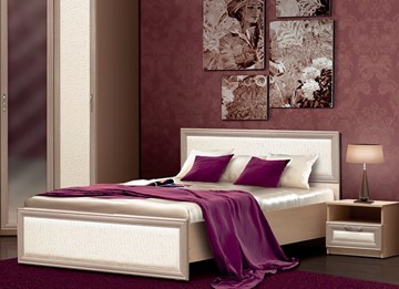 Кровать спальная Камелия, 1600, шимо светлый/белый кожзам в Барнауле