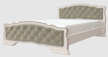 Кровать двуспальная Карина-10 (Дуб Молочный, светлая обивка) 160х200 в Барнауле