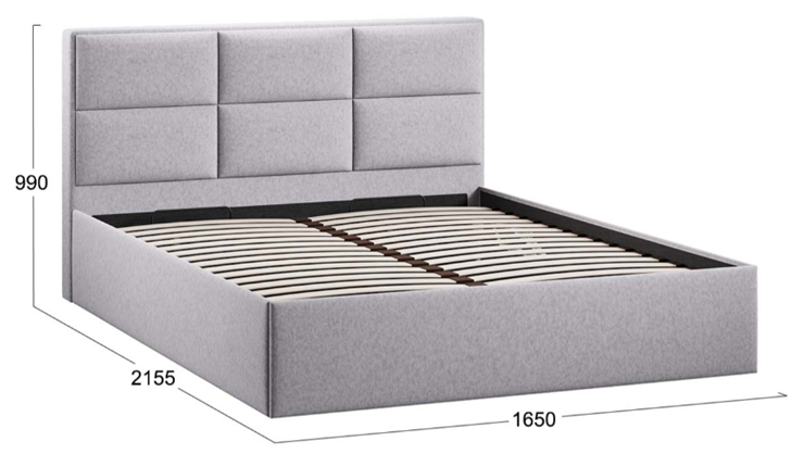 Кровать спальная с подъемным механизмом Стелла тип 1 (Микровелюр Jercy Silver) в Барнауле - изображение 3