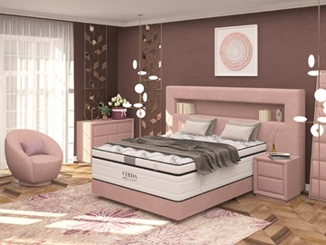 Кровать 2-х спальная Smart/Podium M 160х200, Флок (Велсофт Винтажный розовый) в Барнауле