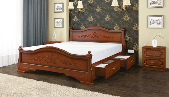 Кровать с выкатными ящиками Карина-1 (Орех) 160х200 в Барнауле - изображение