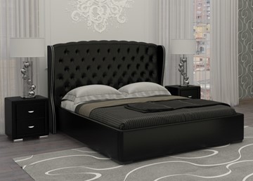 Двуспальная кровать Dario Grace 160x200, Экокожа (Черный) в Барнауле