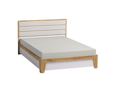 Полутороспальная кровать Айрис 308 1400 с гибкими ламелями металл, Белый-Дуб золотистый в Барнауле