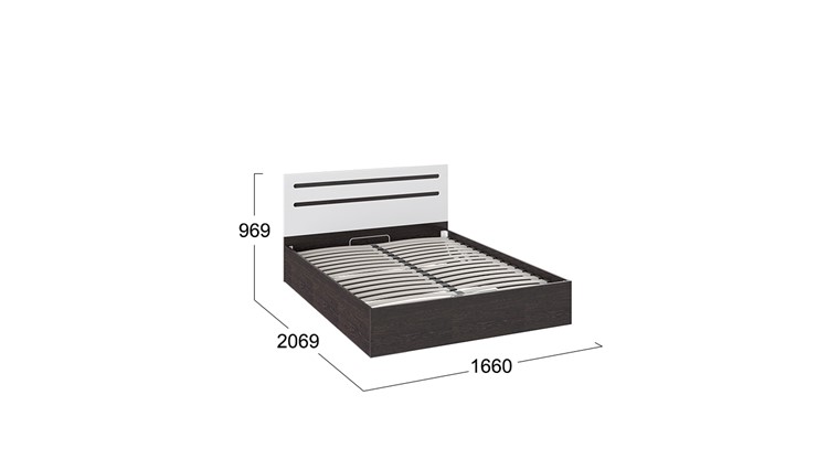 Двуспальная кровать с подъемным механизмом Фьюжн ТД-260.01.04 (Белый глянец, Венге Линум) в Барнауле - изображение 2