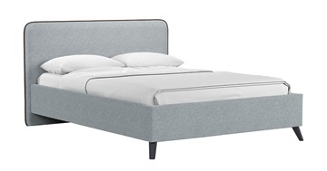 Кровать с подъемным механизмом Миа, 140 Bravo grey (серый) / кант Лайт 10 Велюр (коричневый) + кроватное дно в Барнауле