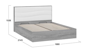Двуспальная кровать с механизмом Миранда тип 1 (Дуб Гамильтон/Белый глянец) в Барнауле - предосмотр 1