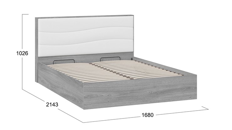 Двуспальная кровать с механизмом Миранда тип 1 (Дуб Гамильтон/Белый глянец) в Барнауле - изображение 1