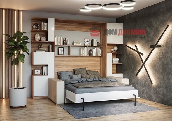 Кровать-шкаф с диваном Дина, 1400х2000 в Барнауле - изображение