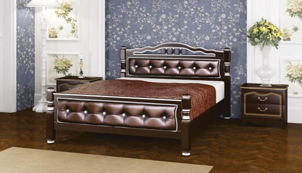 Кровать спальная Карина-11 (Орех Темный, обивка бриллиант) 160х200 в Барнауле - изображение