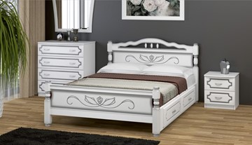 Кровать с выкатными ящиками Карина-5 (Белый Жемчуг) 160х200 в Барнауле