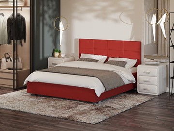 Двуспальная кровать Neo 160х200, Велюр (Forest 13 Красный) в Барнауле