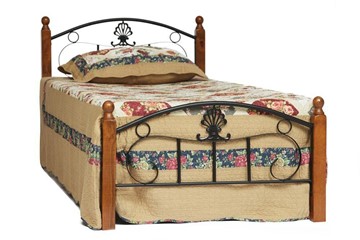 Кровать 1-спальная РУМБА (AT-203)/ RUMBA  дерево гевея/металл, 90*200 см (Single bed), красный дуб/черный в Барнауле