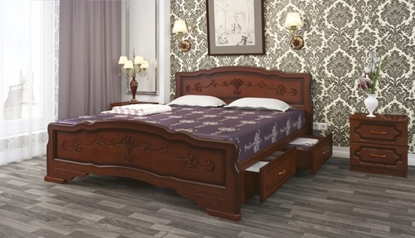 Кровать с выкатными ящиками Карина-6 (Орех) 180х200 в Барнауле - изображение