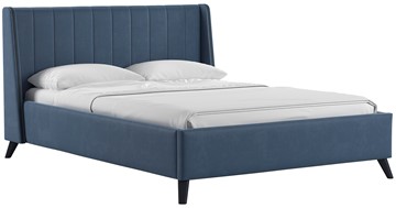 Кровать полутороспальная Мелисса 140, арт. Тори 83 велюр (серо-синий) + кроватное дно в Барнауле