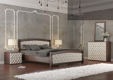 Спальная кровать Магнат 160*200 с основанием, мягкие спинки в Барнауле