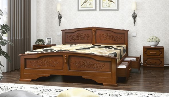 Кровать с выкатными ящиками Елена (Орех) 140х200 в Барнауле - изображение