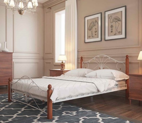 Кровать двуспальная Фортуна 1, 1600, белый/махагон в Барнауле - изображение