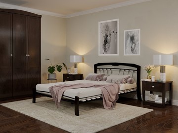 Спальная кровать Муза 4 Лайт, 1400, черный/шоколад в Барнауле