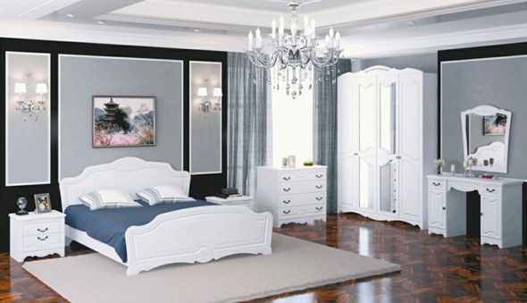 Гарнитур в спальню Лотос (Лак-Белый Жемчуг) в Барнауле - изображение