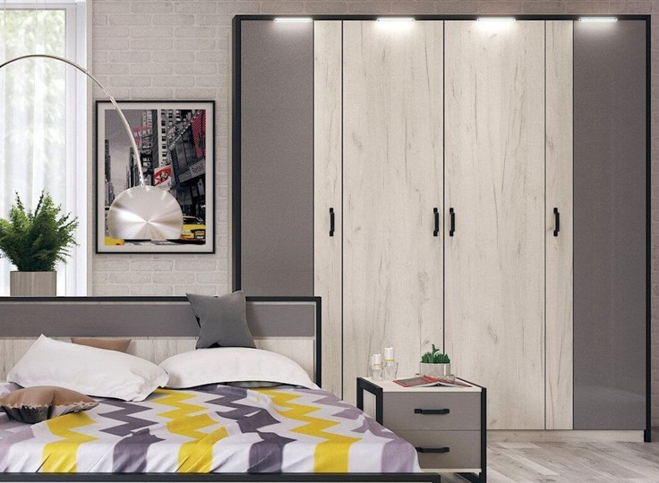 Модульная спальня Техно №4 Дуб крафт белый/Серый шифер в Барнауле - изображение 4