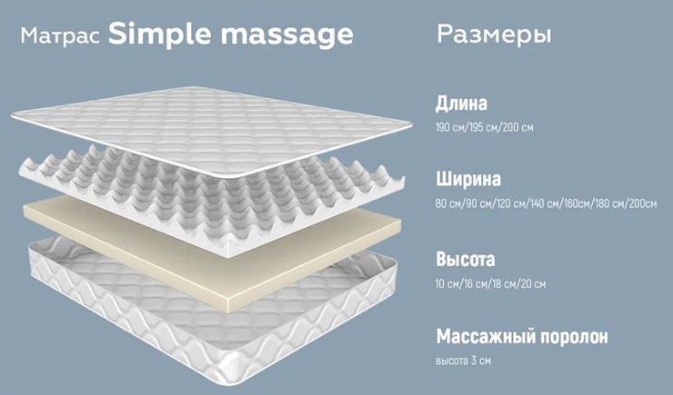 Беспружинный матрас Simple massage 10 в Барнауле - изображение 3